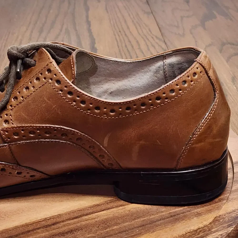 Stacy Adams Dress Shoes Mens Size 11 Brown Leather Brogue Wingtip 24738-221